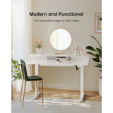 Nissman Glass Height Adjustable Desk With Drawers For Home & Office