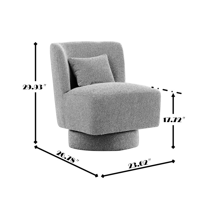 Ollia Upholstered Swivel Slipper Chair, Ivory 100% Polyester