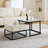 Marble Nesting Table, Coffee Table Set of 2 End Table,Accent Tea Table with Metal Frame,Black