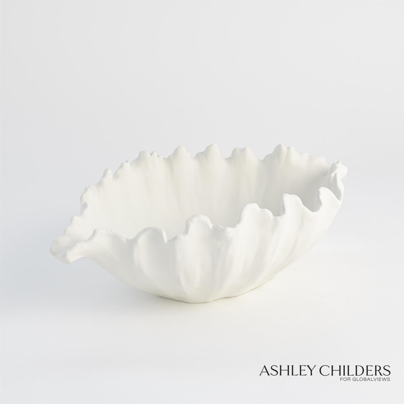 Organic Wave Oval Bowl-White-Lg, 5.75" H x 18.50" W x 10.50" D, White