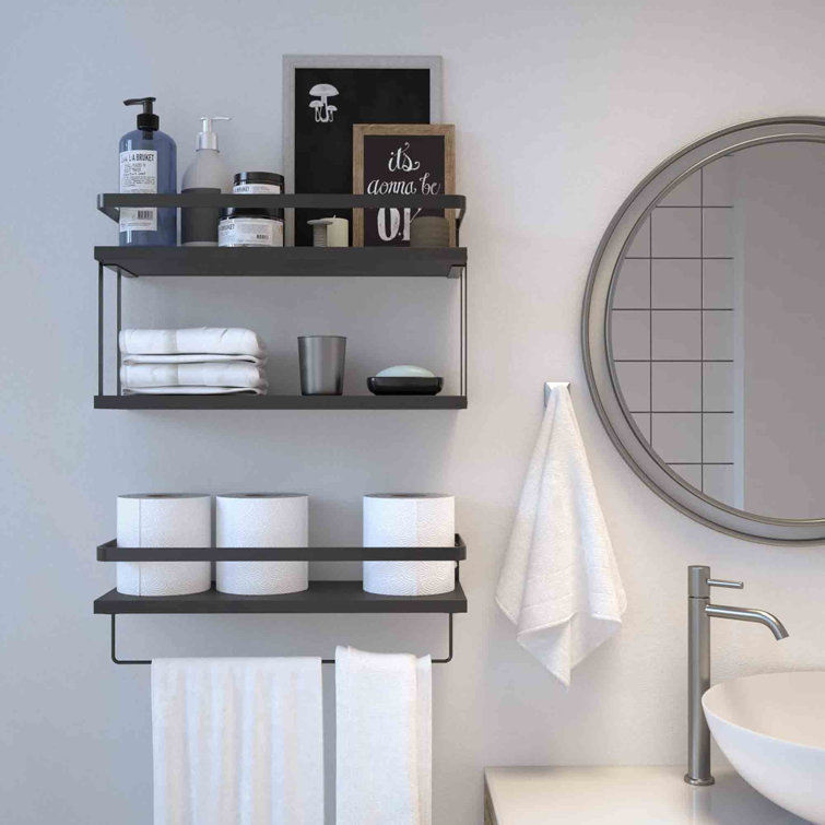 SET OF 3 Shelves W/ Towel Bar 5 1/4 7 1/4 or 9 -   Small bathroom  decor, Floating shelves bathroom, Floating shelves