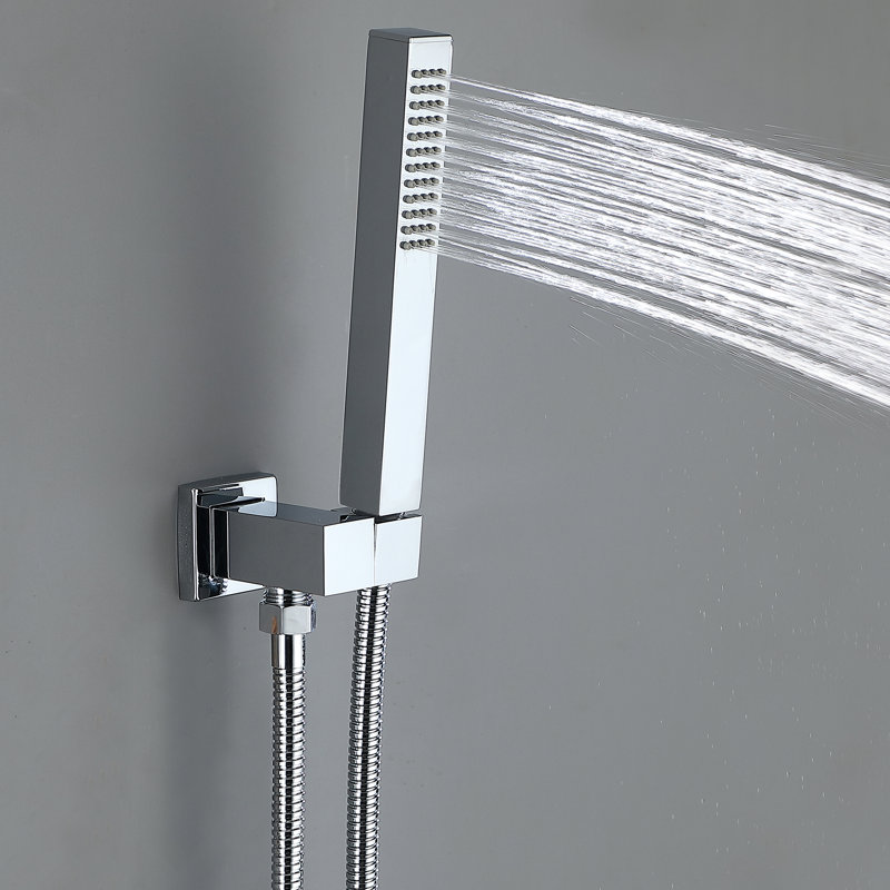 Thermostatic Rainfall & Waterfall Shower Head with Handheld Spray and Tub Filler with Rough-in Valve, Polished Chrome