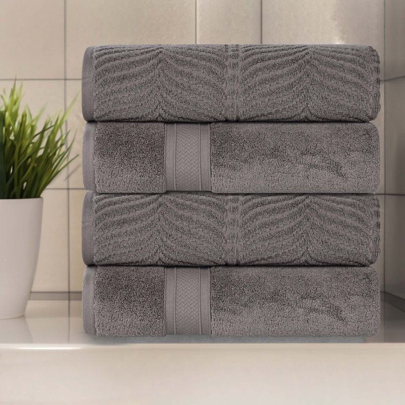 Orelia Cotton Bath Towel, Charcoal