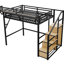 Lit mezzanine double en métal avec escalier, rangement et garde-robe pour les chambres organisées - noir, garde-robe de taille construction, chambres à coucher efficaces 54,3 po