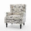 Fauteuil à oreilles tapissier à motif floral beige Duward Plants-1794861112