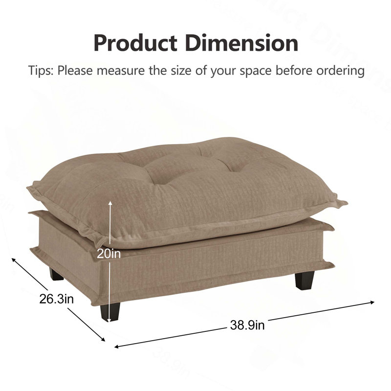 Repose-pieds rembourré en chenille Ultimate Comfort avec conception modulaire flexible et structure robuste pour une détente personnalisable