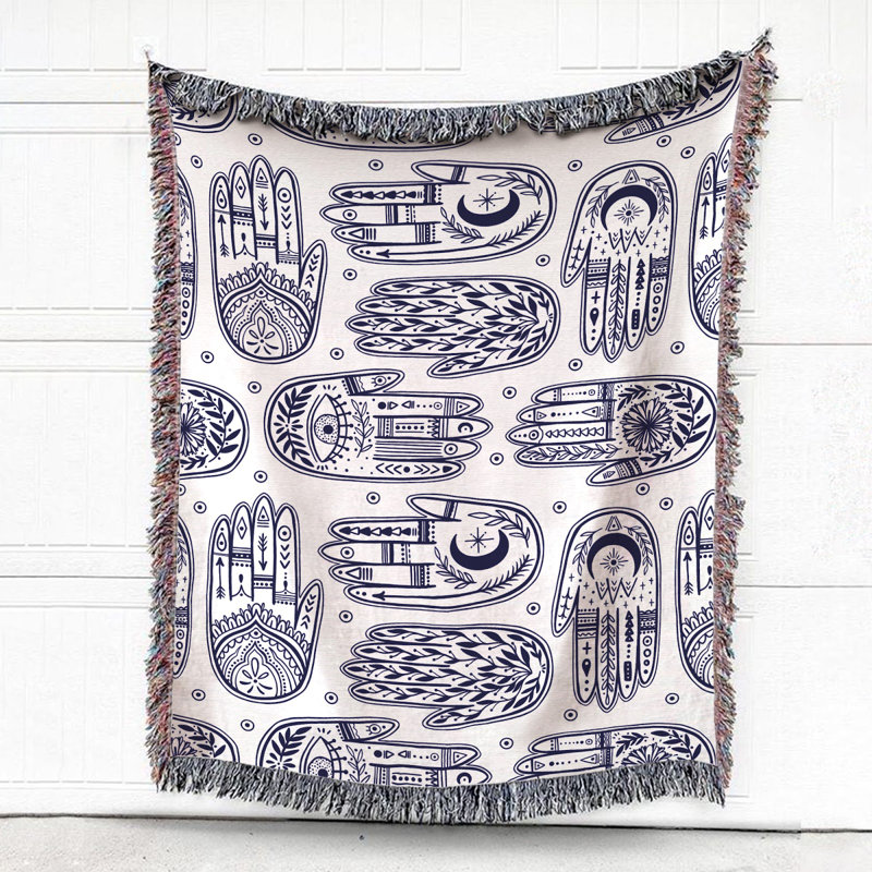 Hand Woven Throw Blanket, 37" W x 52" L, Blue