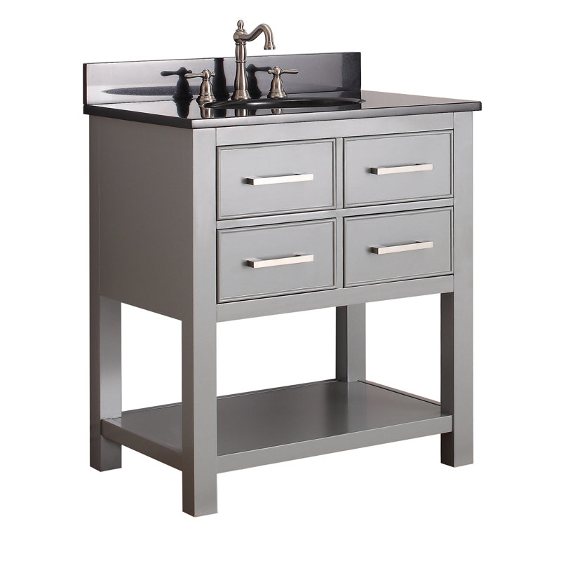 Brooks 31'' W Single Vanity, Chilled Gray, White Engineered Marble, Oval