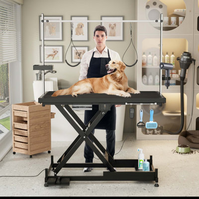 Electric Adjustable Pet Grooming Table, 110V/220V, Height Range 8-36 Inch, Black