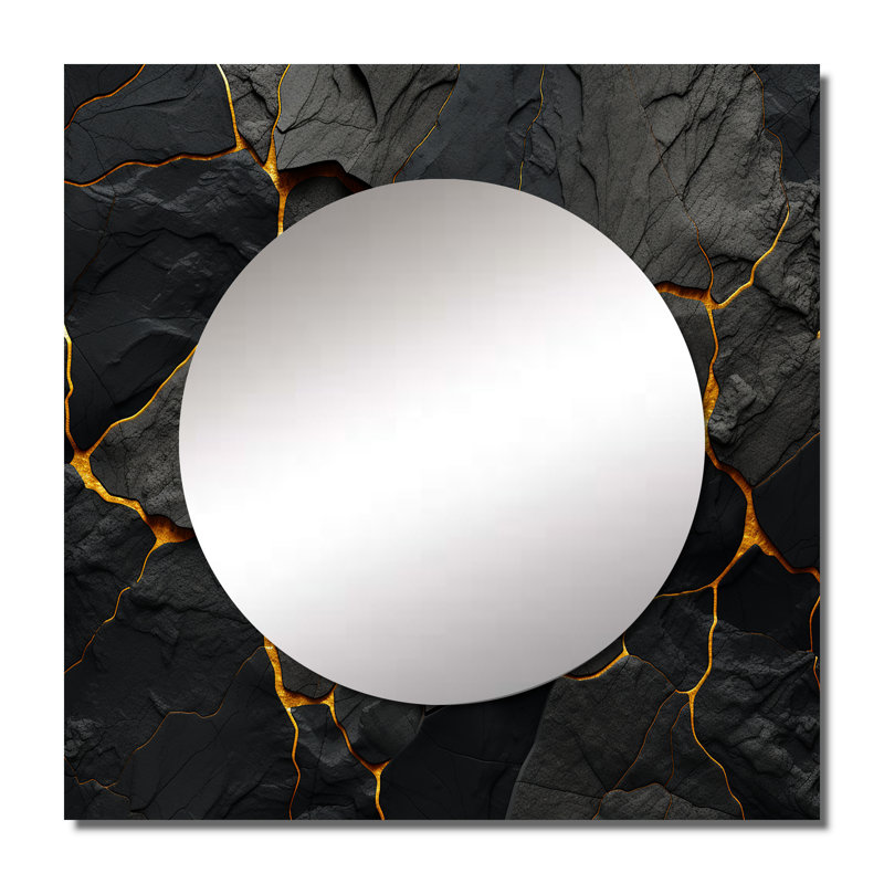 Lyvia - Grand miroir carré volcanique pour décoration murale, 29 po x 29 po