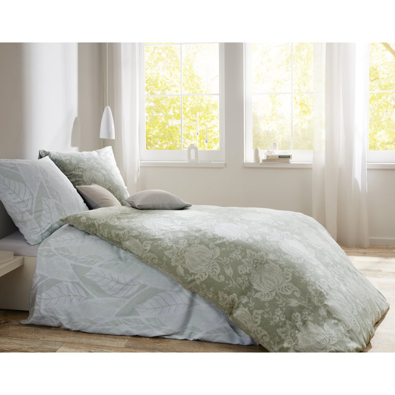 Green Flannel Duvet Cover Set, Single