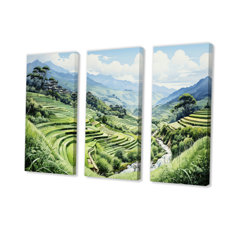 Impression sur toile 3 pièces Vietnam, H 28 po x l 36 po x P 1 po