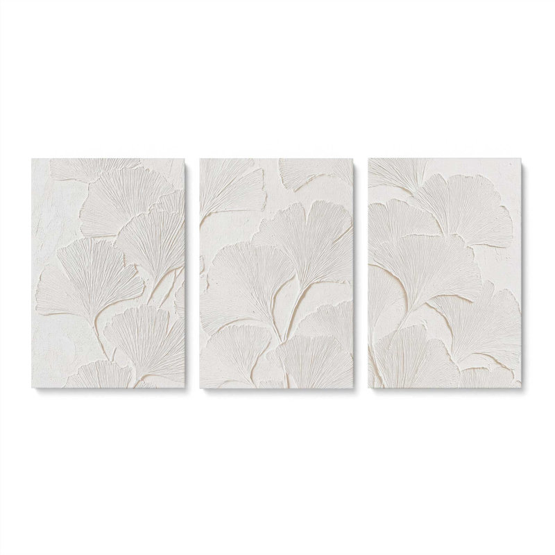 Ensemble de 3 impressions Ginkgo Whispers, 48 po x 32 po, Toile tendue