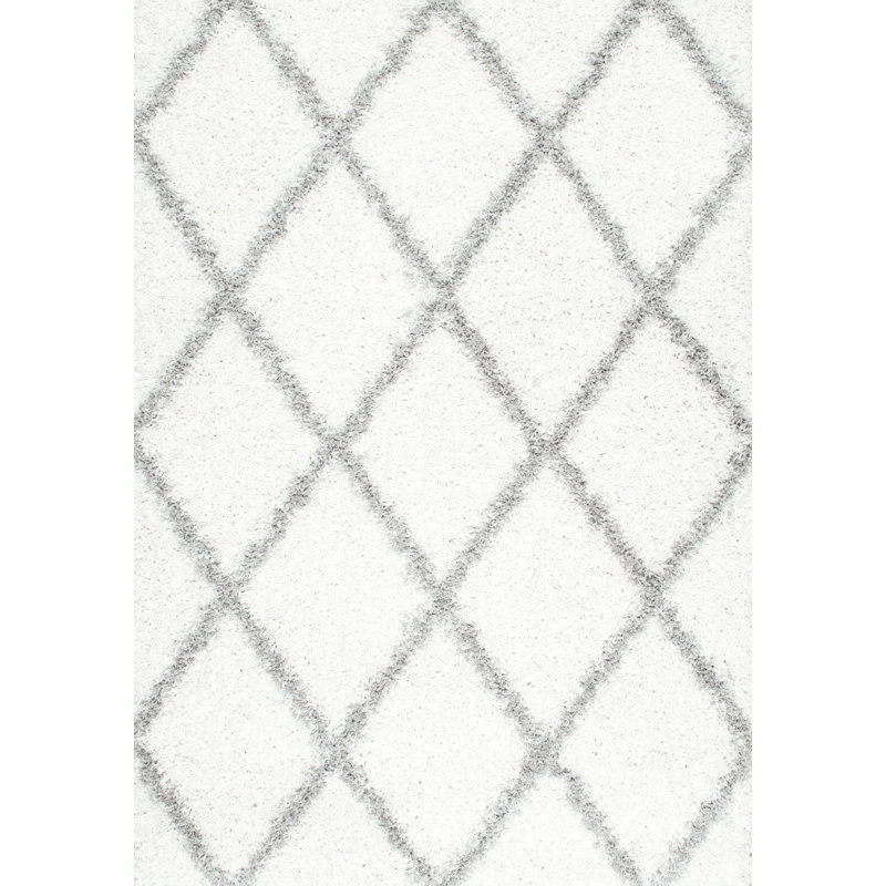 Darryll Moroccan Shag Performance Off-White Area Rug, Rectangle 10' x 14'