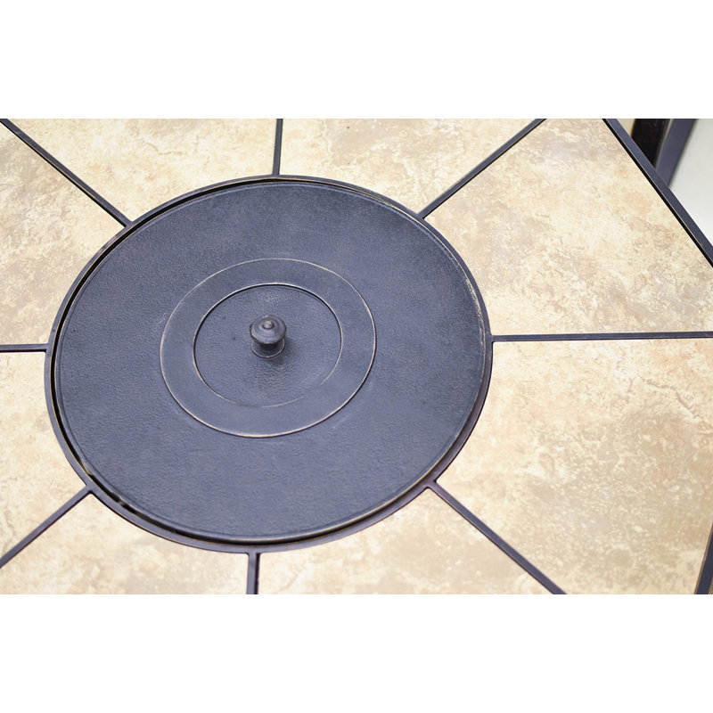 Ensemble de 5 chaises de patio et foyer d'extérieur au gaz taupe et noir 35 po