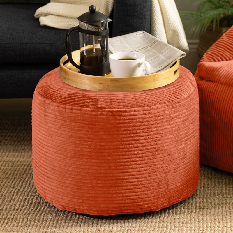Milano Corduroy Footstool, Orange