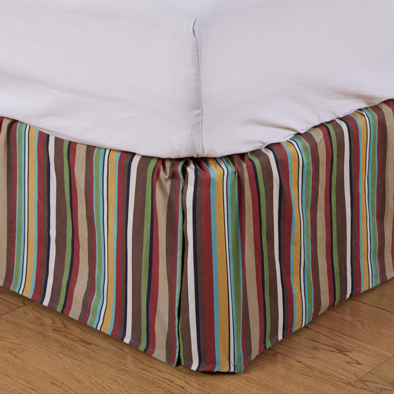 Tammy Turquoise Tan Yellow Stripe Classic Western Bed Skirt, King