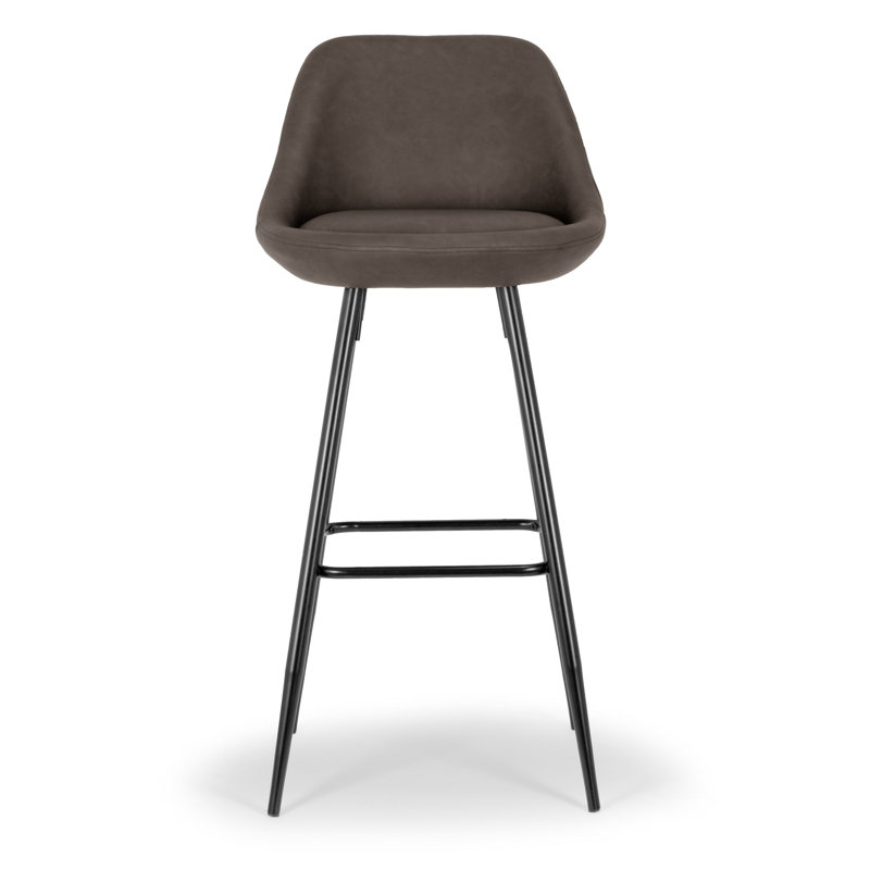 Modern Matte Brown Faux Leather 30'' Counter Stool with Metal Frame (Set of 2)