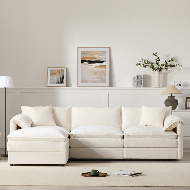Canapé modulaire de 103,5 po en chenille avec assise profonde et large