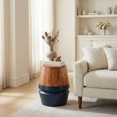 Table d'appoint Tornos noyer et bleu foncé