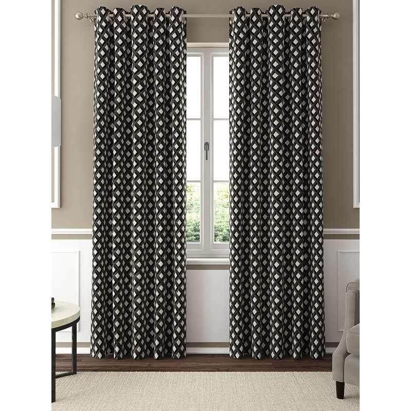 Jabel Room Darkening Curtain Pair, Charcoal