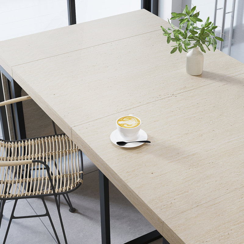Table de salle à manger moderne extensible, d'une longueur de 23,62 po à 118 po, pouvant accueillir 2 à 10 personnes, plateau de table en panneau de fibres à densité moyenne avec cadre de support en métal robuste, pour petits appartements et grands rassemblements (blanc antique)