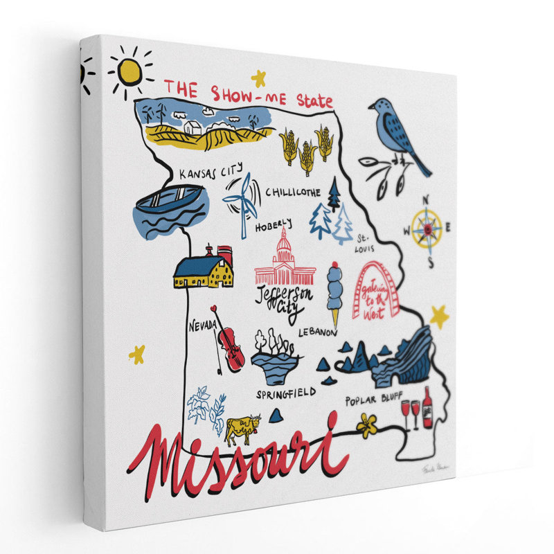 Missouri - reproduction d'art sur toile, H 20 po x l 20 po
