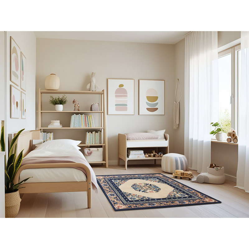 Tapis traditionnel bleu / beige Fuse, Rectangle 3 pi x 5 pi