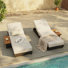 Chaise longue d'extérieur en aluminium 2 pièces avec table d'appoint et coussin