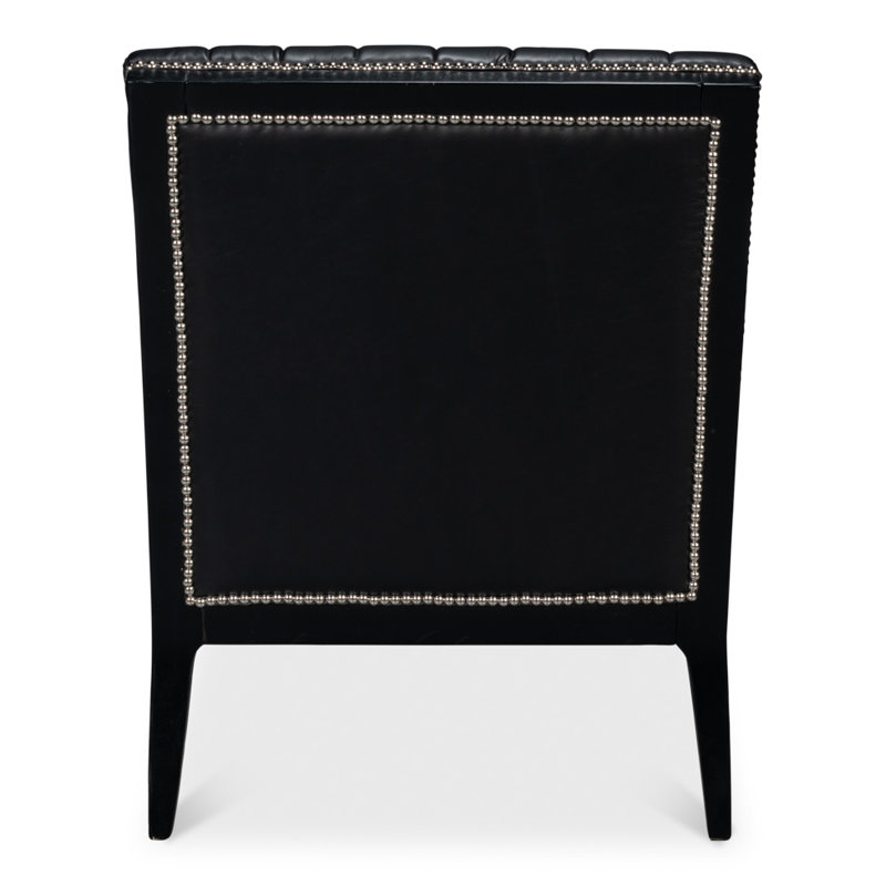 Agave Slipper Chair, Black Genuine Leather