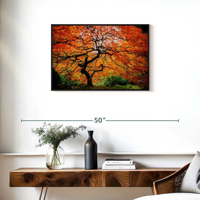 Automne érable japonais, Cadre flottant noir, 31 po x 21 po