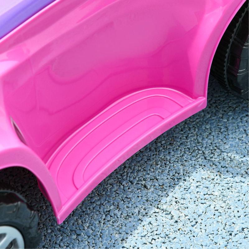 Qaba Push Car For Kids 1-3 Years, 3 In 1 Ride On Sliding Car, Foot To Floor Baby Push Car With Removable Handle, Music, Horn, Canopy, Safety Guardrail