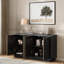 Buffet moderne avec portes géométriques 3D, garniture en métal et cloisons réglables