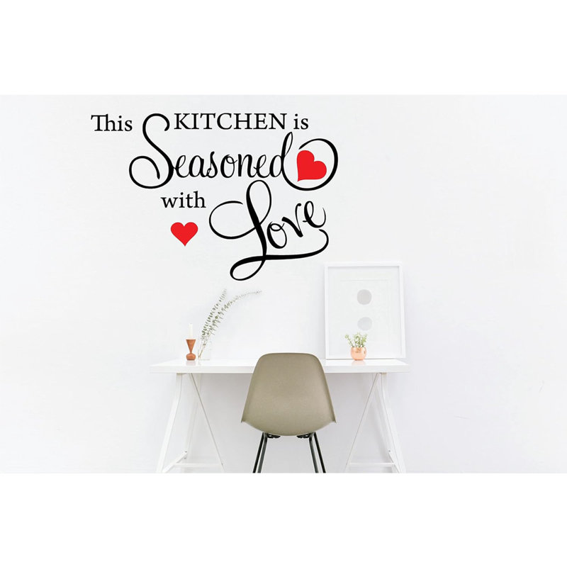 This Kitchen Is Seasoned with Love Vinyl Wall Decal - Removable Peel & Stick Inspirational Quote for Kitchen, Dining Room, Pantry - Culinary Décor Art & Motivational Home Sticker