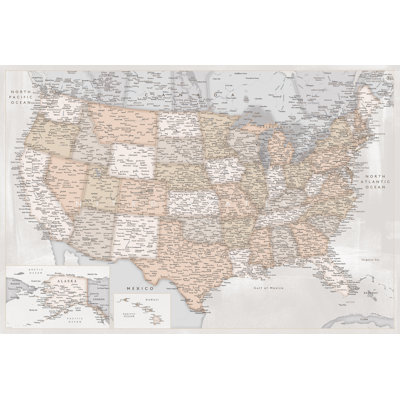 Carte magnétique encadrée dans des tons de terre