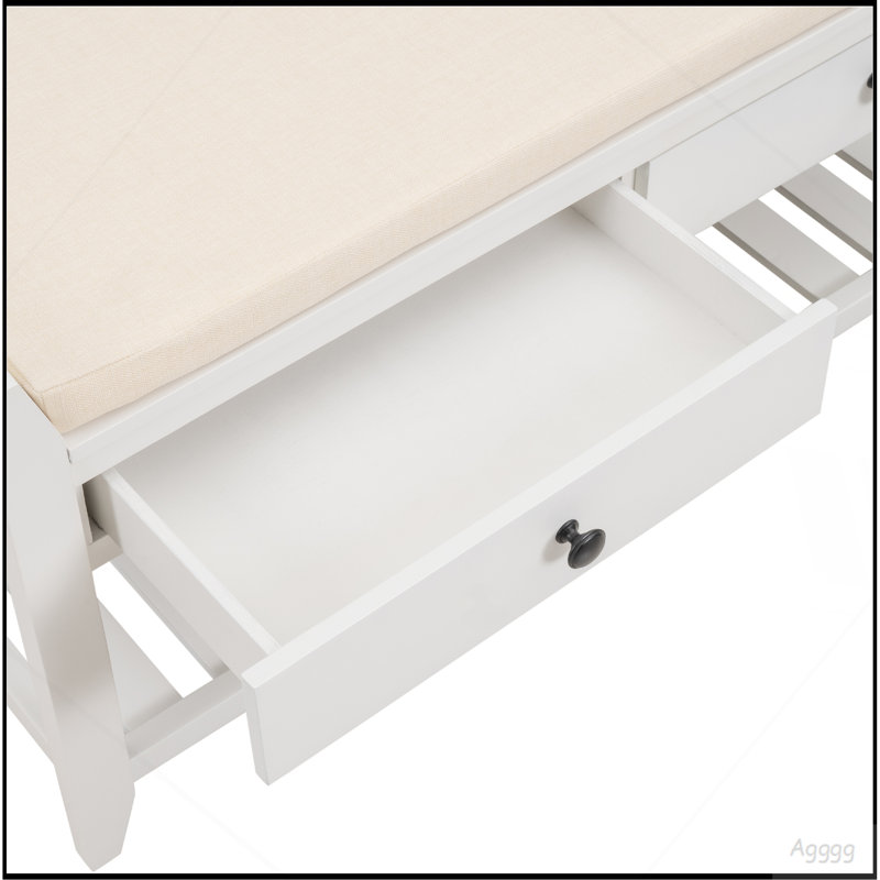 Étagère à chaussures TREXM avec siège rembourré et tiroirs, banc de rangement multifonctionnel pour entrée (pin ancien)