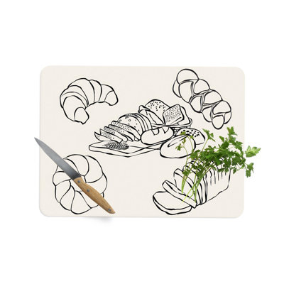 High-Quality Tempered Glass Cutting Board with Bakery Pattern Designed for Kitchenware Ideal for Bread Chopping and Serving Purposes