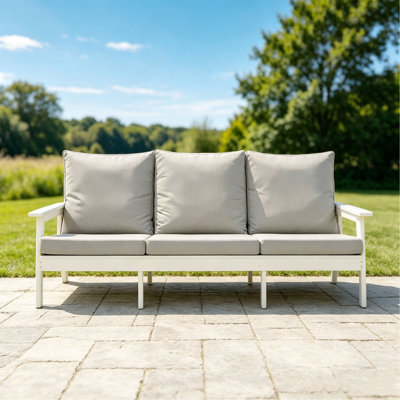 Canapé de jardin d'extérieur à grain de bois 3 places avec coussin HiPS