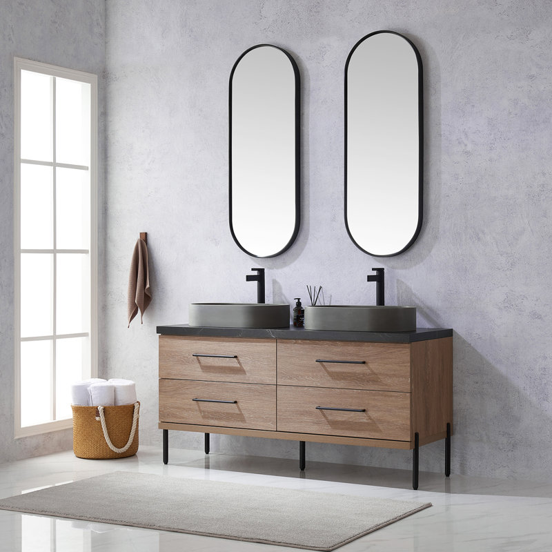 Ensemble de meuble-lavabo double 60 "avec miroir Nord