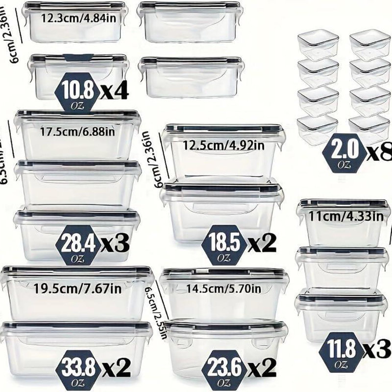 48-Piece Airtight Food Storage Containers Set With Snap-Lock Lids – 24 Reusable Containers In 7 Sizes – Microwave, Freezer Safe With Labels & Marker For Kitchen, Pantry, Meal Prep