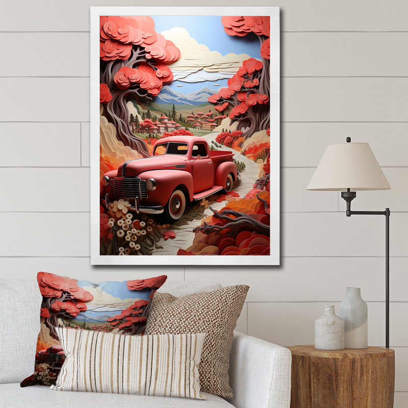 Yoshio Coral Pickup Truck Road Legends I - impression, H 40 po x l 30 po x P 1,5 po, Cadre photo blanc