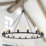 16 - Light Dimmable Wagon Wheel Chandelier