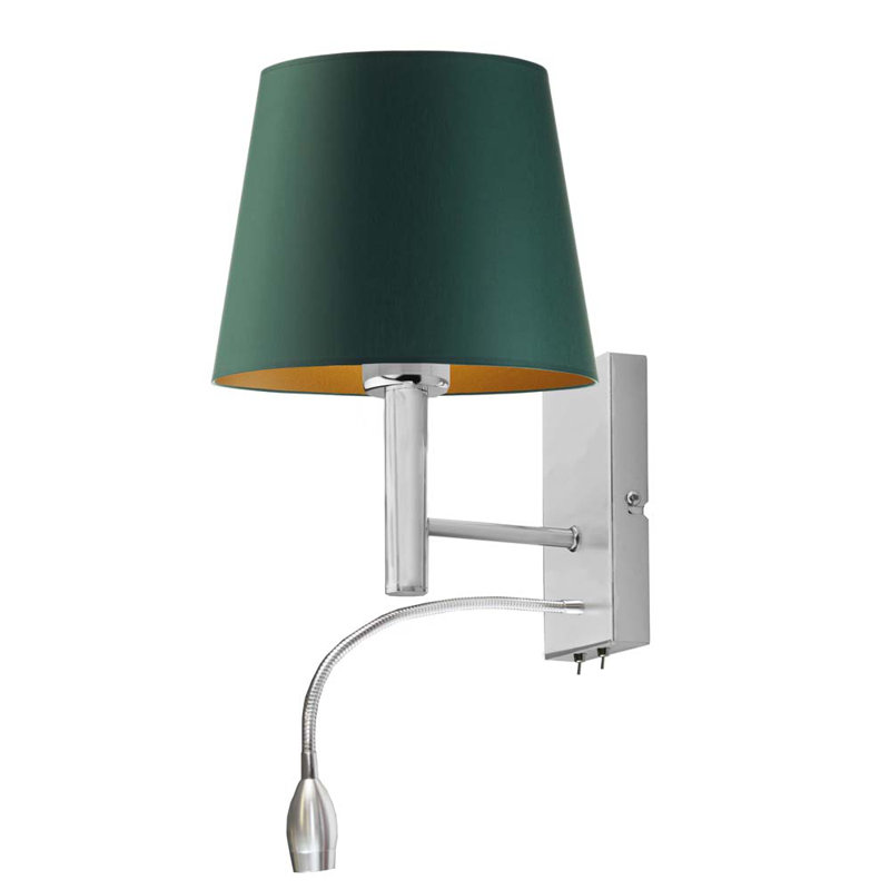 Schexnayder Steel LED Armed Sconce, Nickel, Green