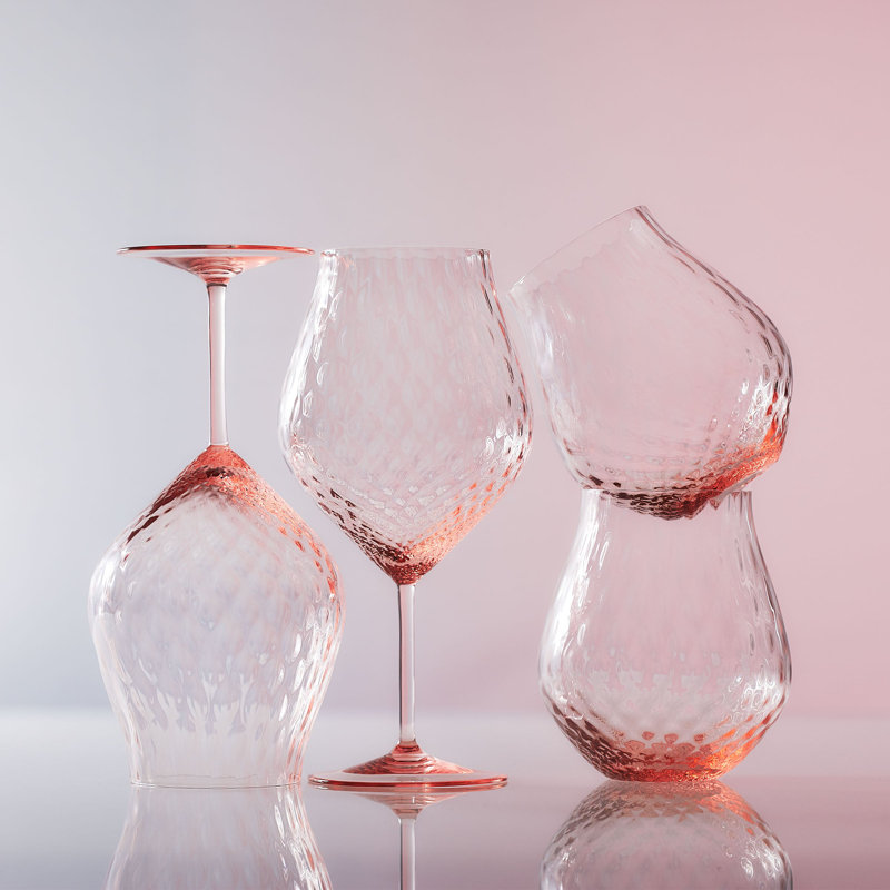 Phoebe Crystal Red Wine Glass, Rose