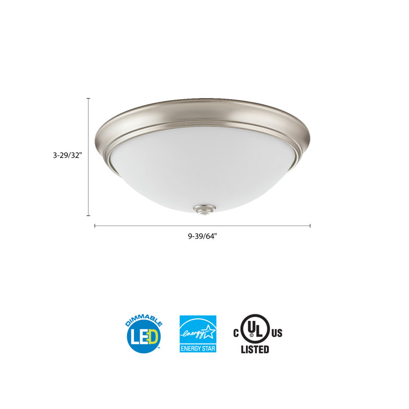 Essentials Glass LED Flush Mount, 4.5" H x 10" W x 10" D, Bronze, 4000K