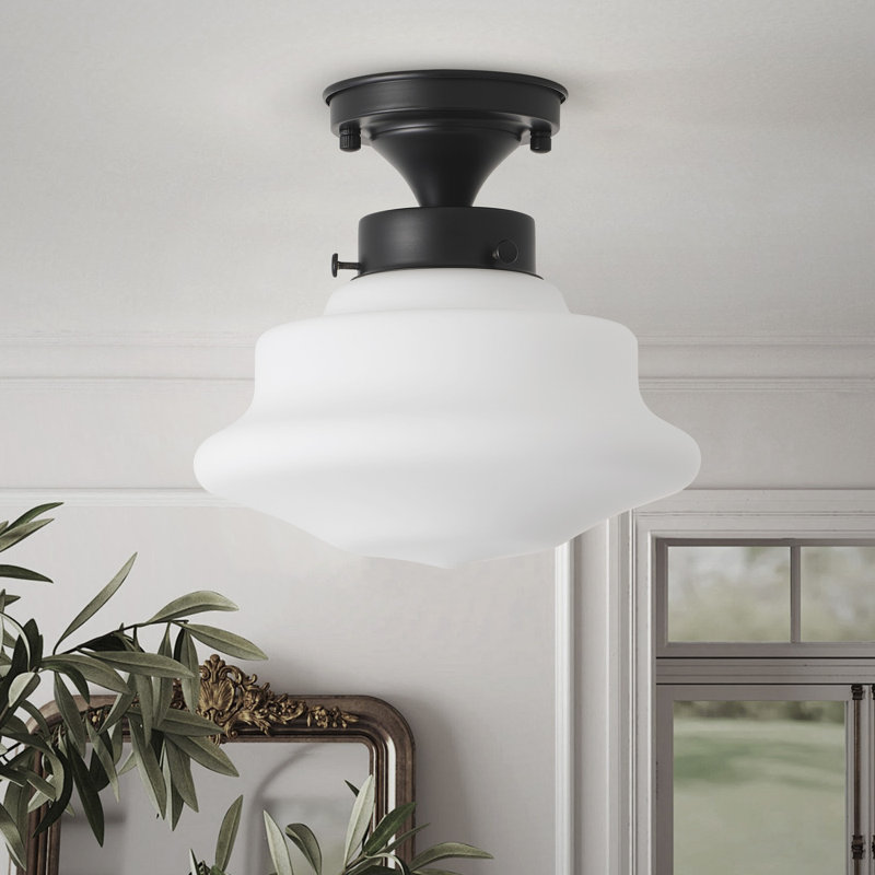 1-Light Bulb Contemporary Mid Century Modern Style Semi Flush Mount Ceiling Light