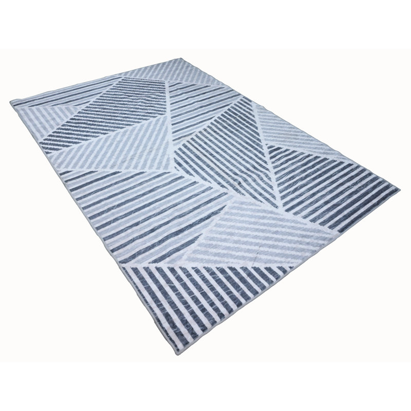Bibb Home Washable Flannel Printed Area Rug with Latex Back, Rectangle 4' x 6'