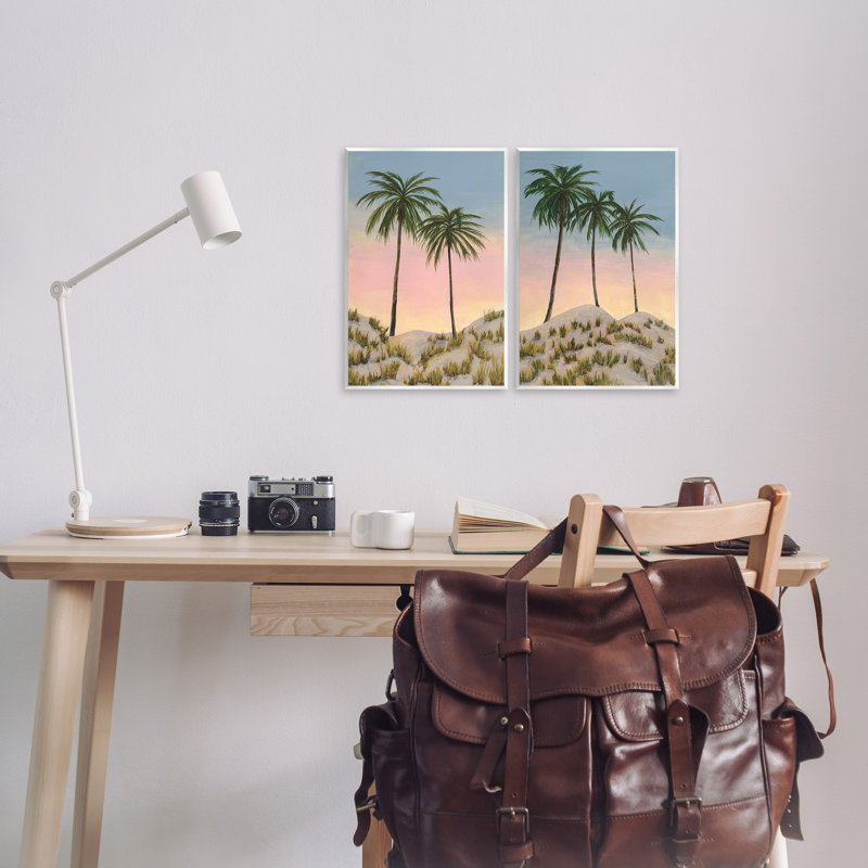 «Sunrise Tropical Scene», ensemble de 2 plaques murales par Michael Willett, H 15 po x l 10 po