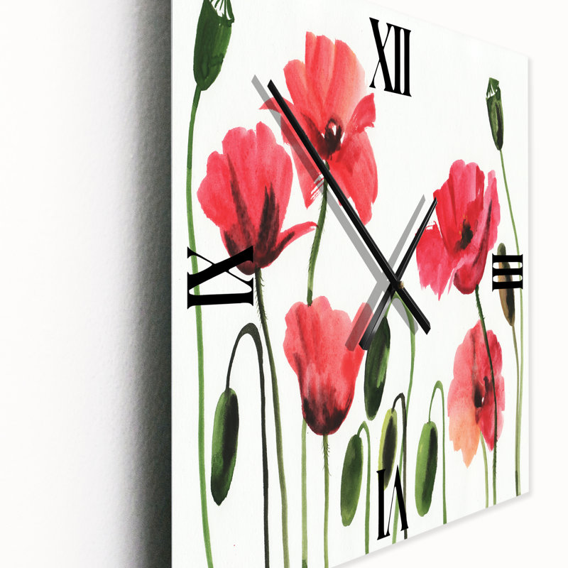 Horloge murale rétro coquelicots en fleurs, Moyen