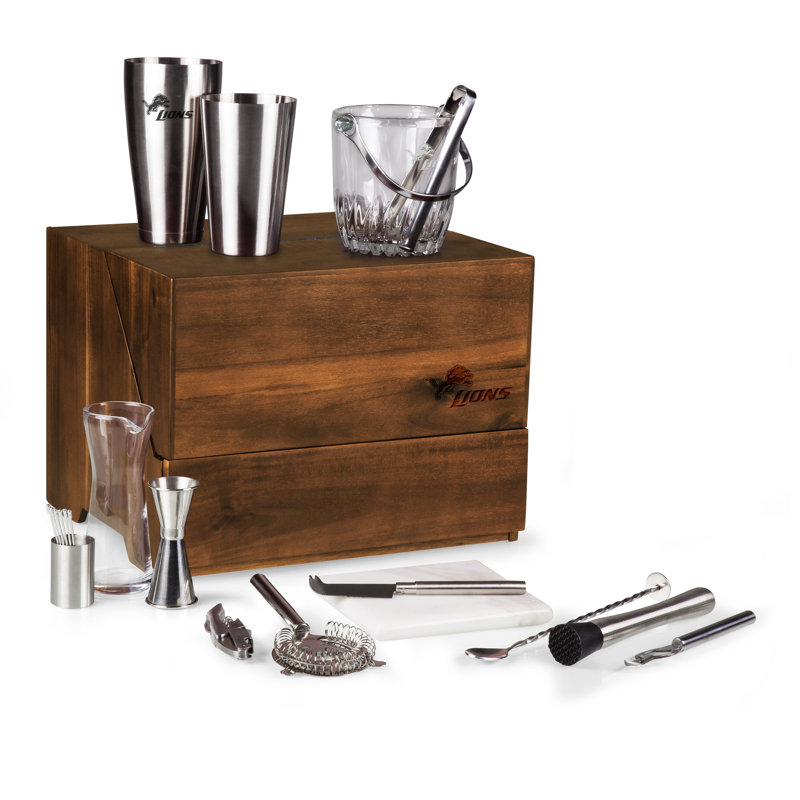 Madison Wood Bar Tool Set, Detroit Lions